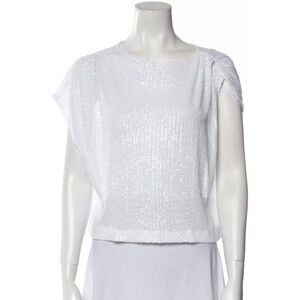 In the Mood for Love| Bateau Neckline Short Sleeve Crop Top | White | SZ Large